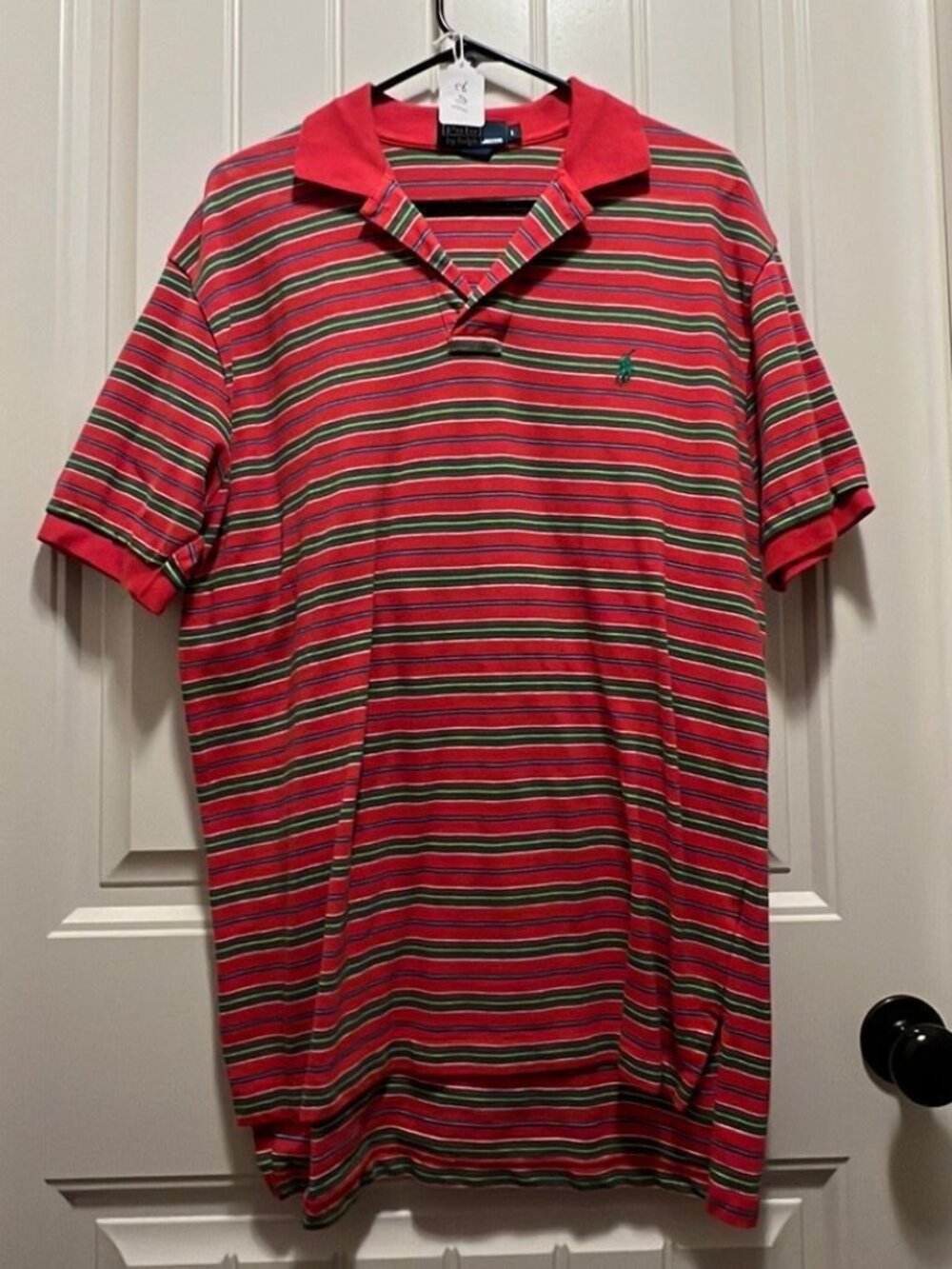 Men's Polo (Ralph Lauren) Red Striped Shirt Size L